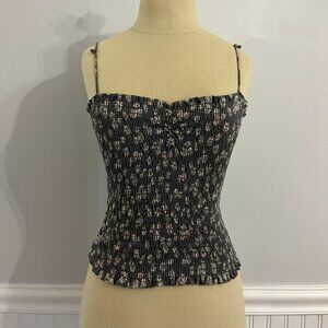 Storia ribbed floral tank top